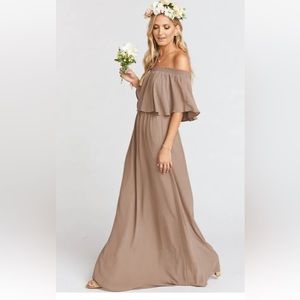 NWT Show Me Your Mumu Hacienda Bridesmaid Chiffon Maxi Dress Convertible Brown